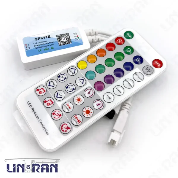 ریموت RGB صوتی دیمردار با ۲۸ برنامه نوری و کنترل سرعت مخصوص ریسه LED