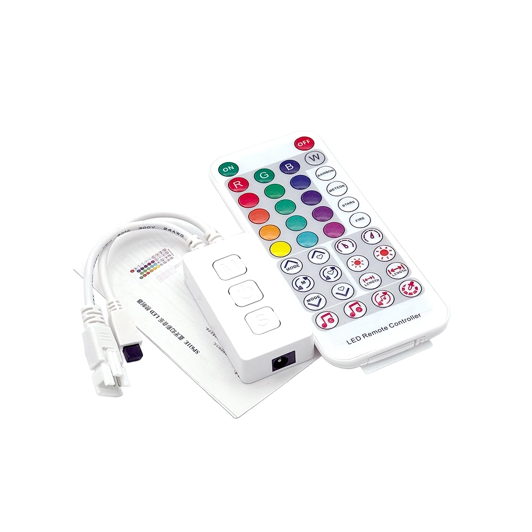 ریموت کنترل از راه دور نور و صدا با ۲۸ برنامه مخصوص ریسه RGB تک خروجی