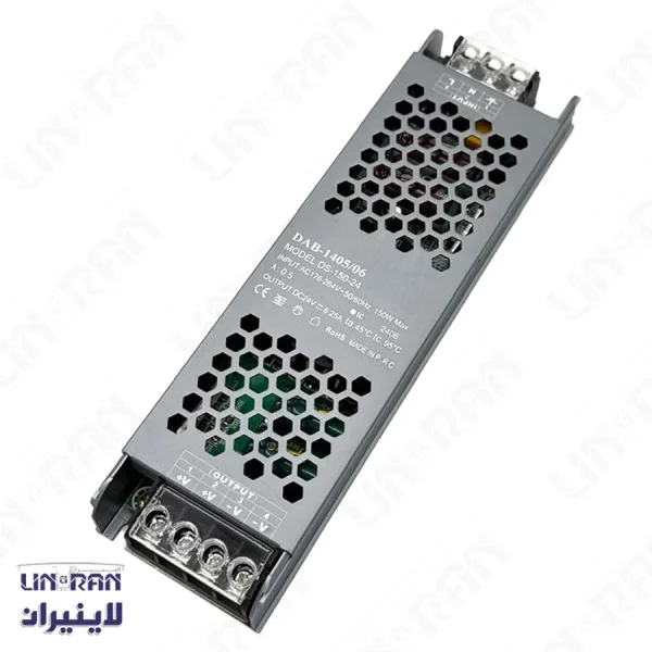 منبع تغذیه سوئیچینگ باریک 24 ولت 6.2 آمپر 150 وات