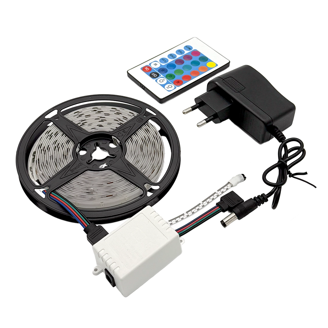 ریسه ال ای دی RGB گیمینگ 5 متری چیپ 2835 با ریموت و آداپتور