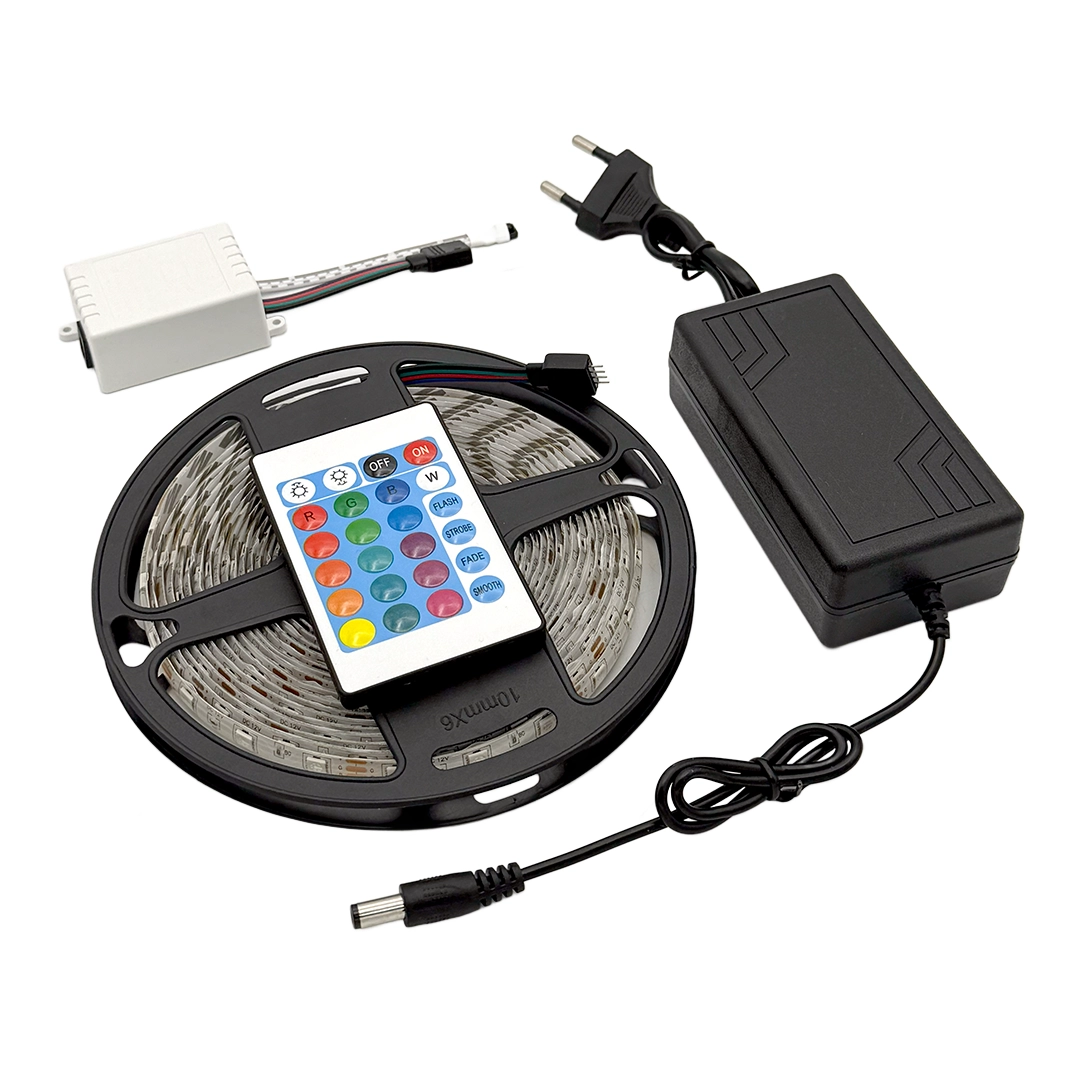 ریسه ال ای دی RGB واترپروف 5 متری چیپ 5050 با ریموت و آداپتور